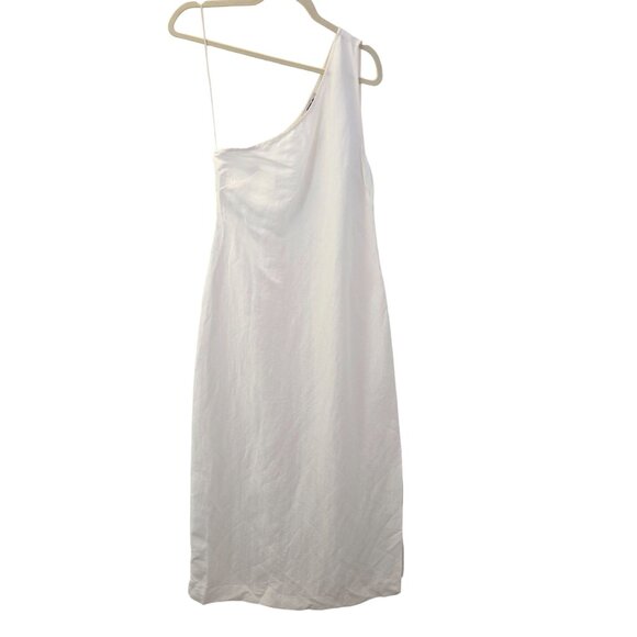 NWOT Madewell Nina Linen & Viscose Blend One Shoulder Midi Dress Size 4 - Picture 2 of 8